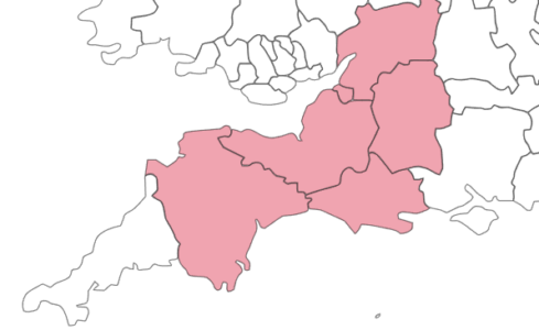 Map of South West England