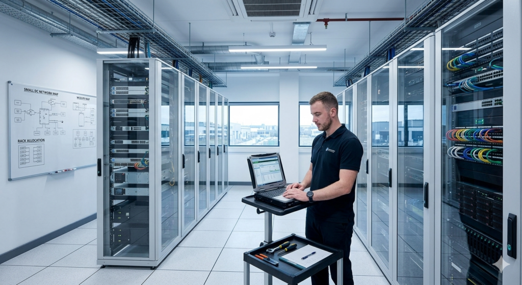 Person working in small datacentre